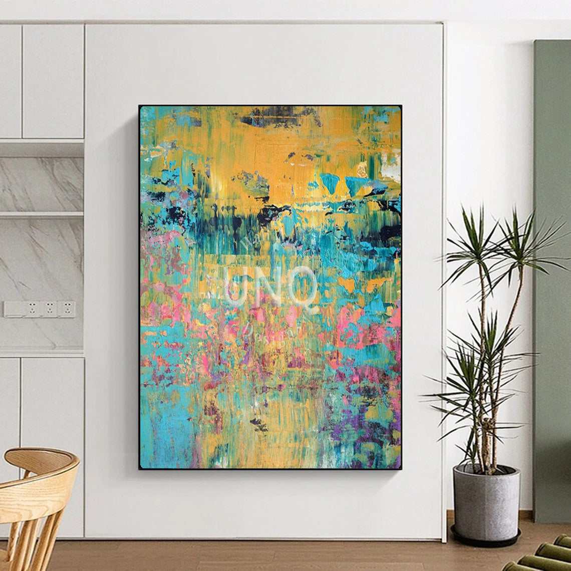 “Colorful Abstract Textured Art” – Impasto Oil Painting On Canvas CT2167
