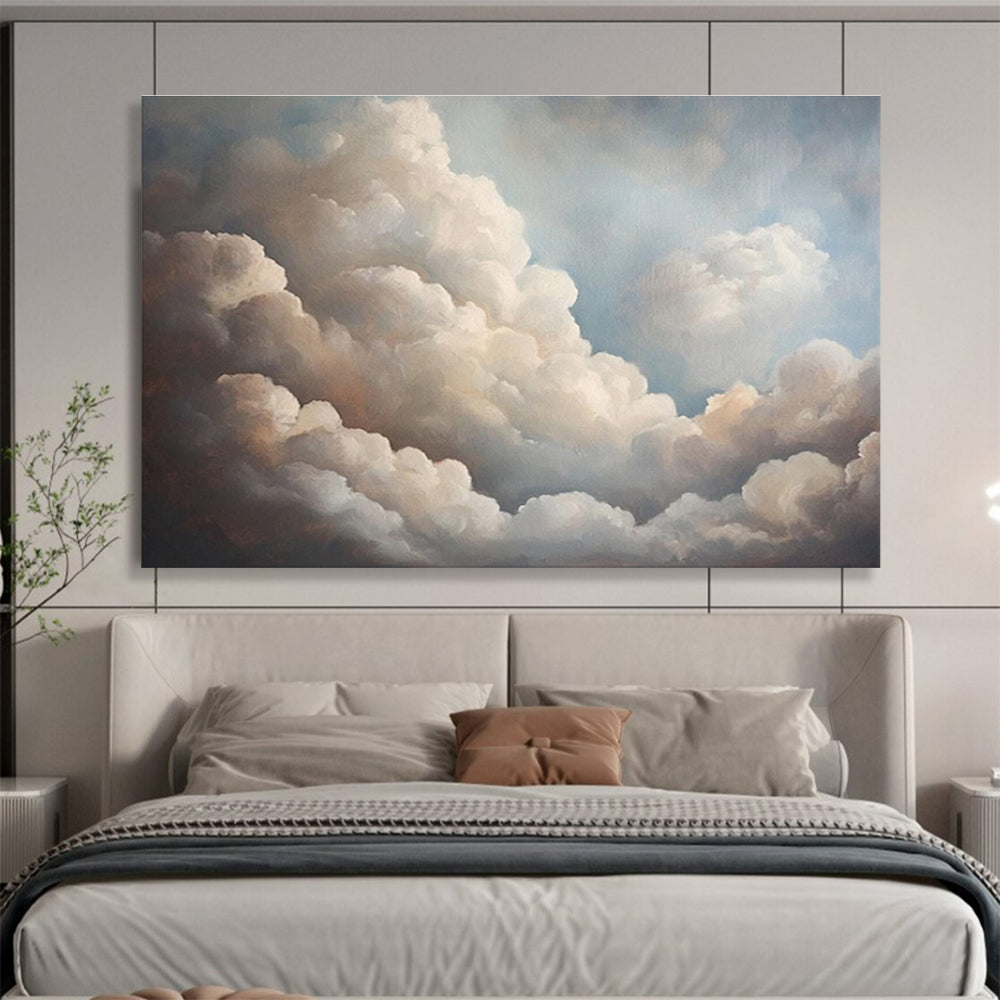 Fluffy Clouds in Blue Sky Painting On Canvas DKH182