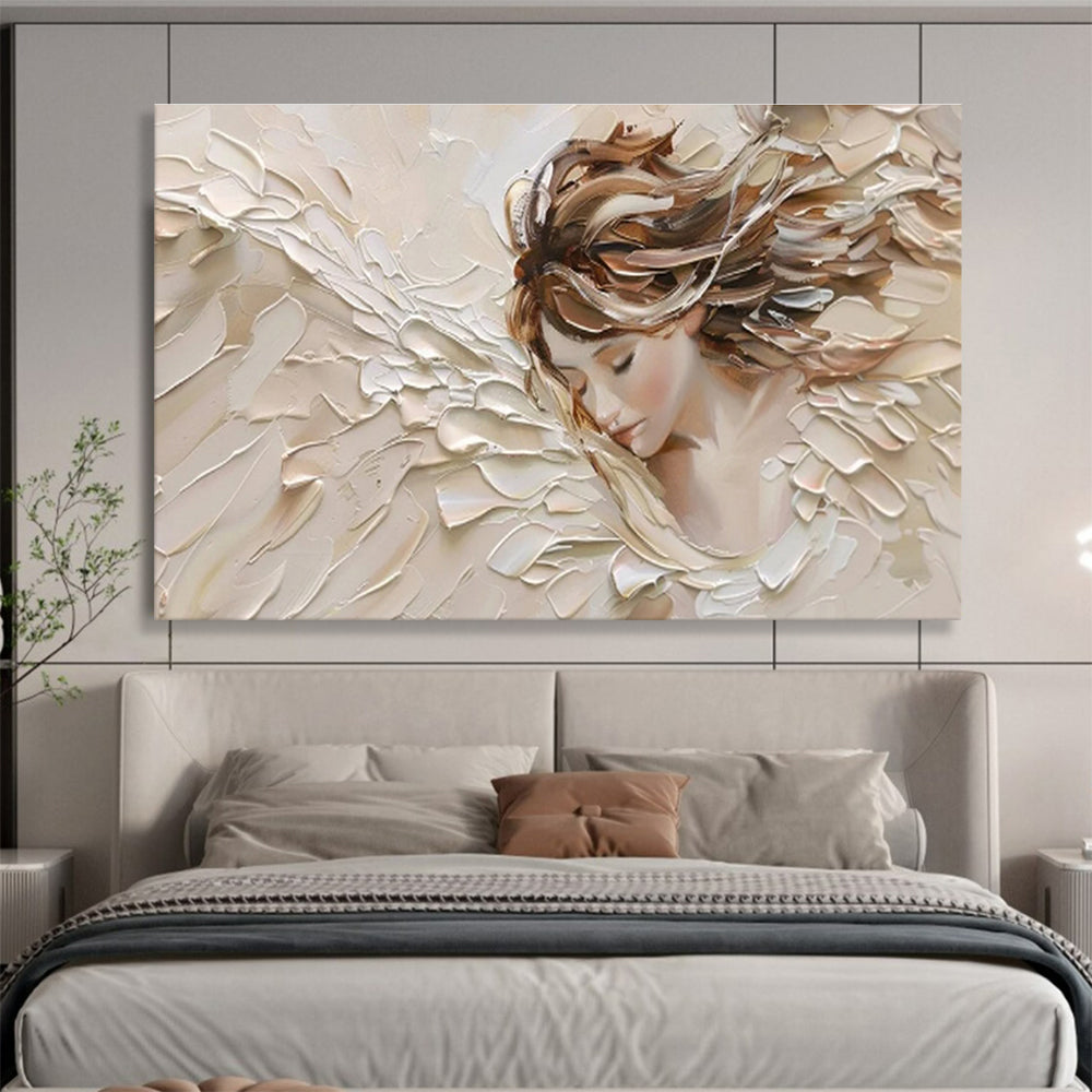 “Textured Angelic Figure” Impasto Portrait Painting On Canvas DKH454