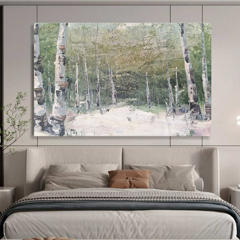 Birch Forest Path - Impressionistic Landscape Painting On Canvas DKH629