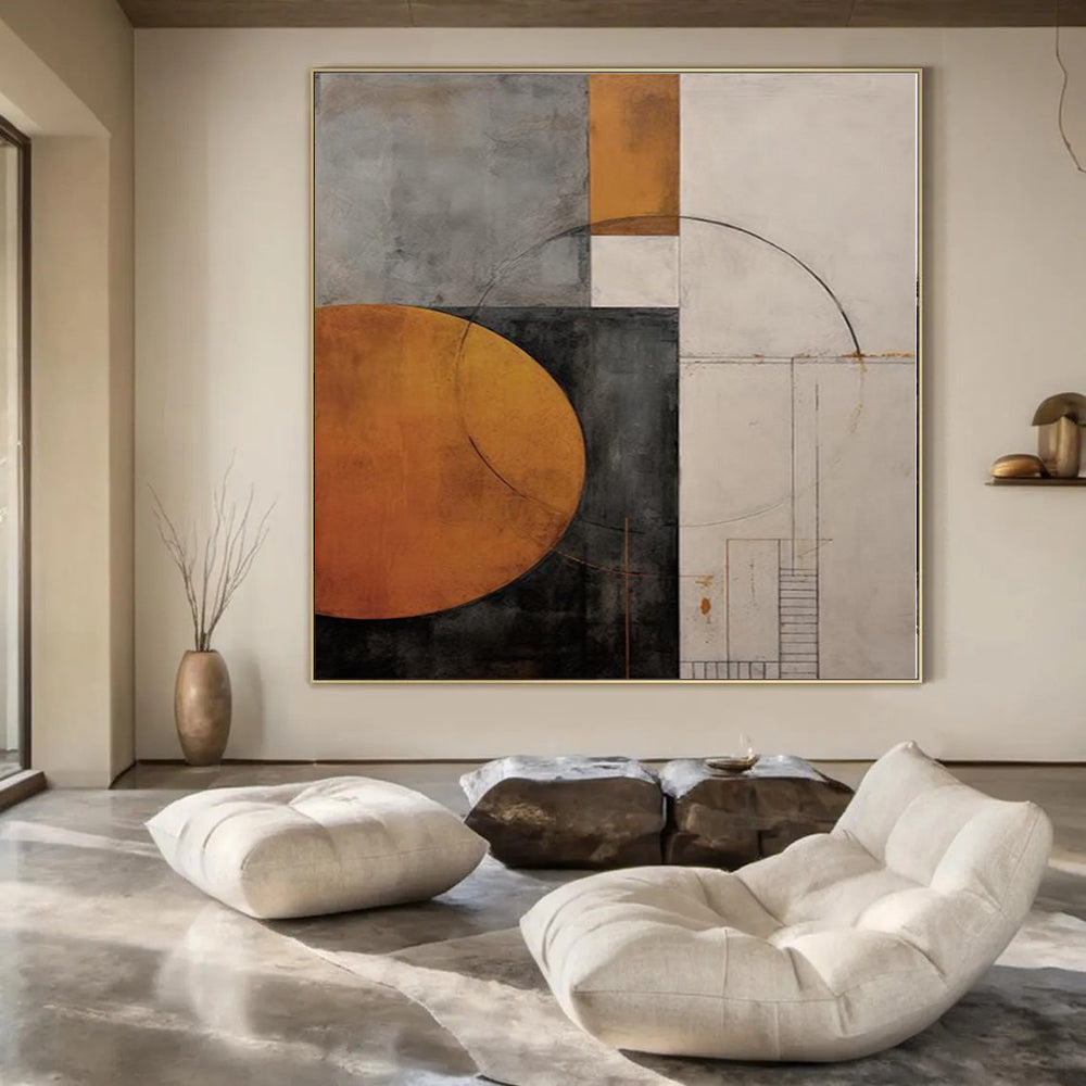 Geometric Shapes in Earth Tones - Abstract Composition Art CT1206