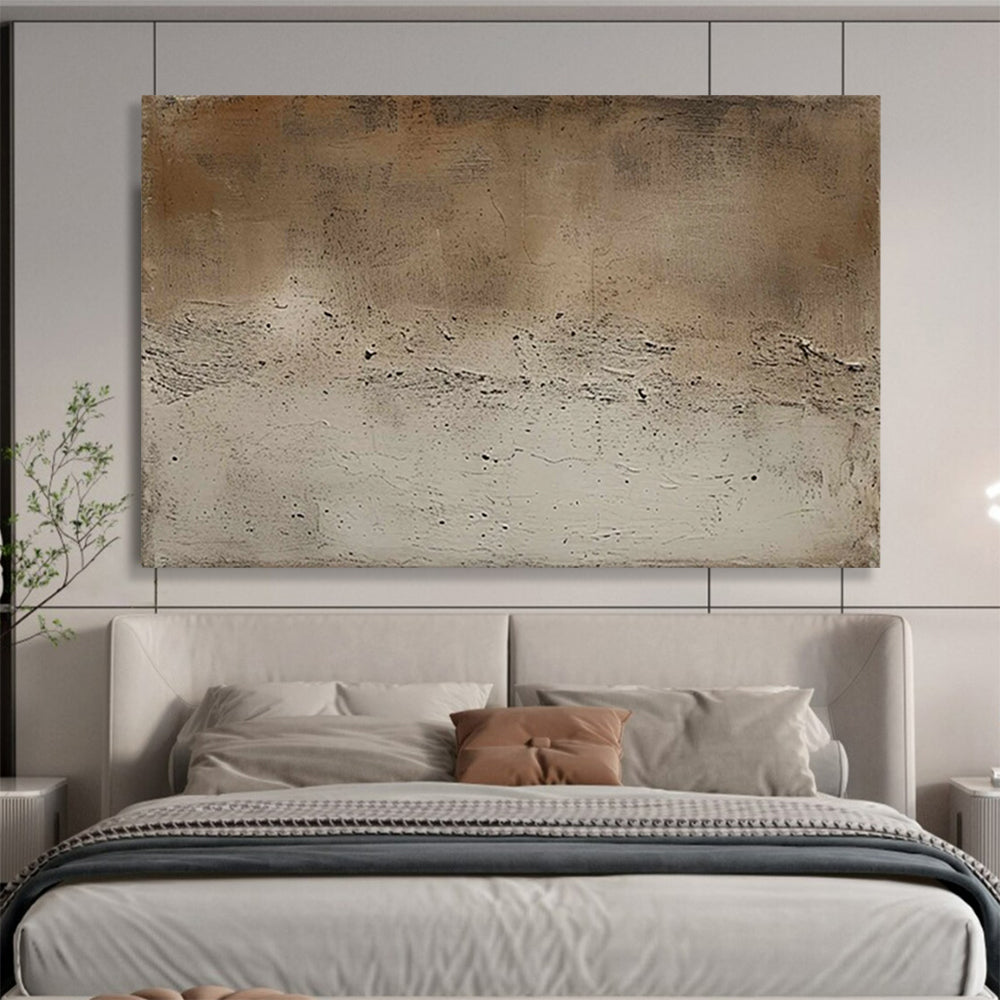 “Neutral Textured Calm” - Brown & Beige Minimalist Abstract Painting On Canvas DLZ255