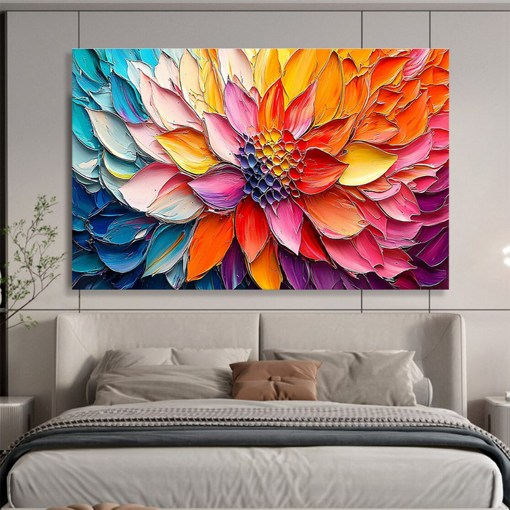 “Colorful Blossom - Vivid Multicolor Flower Painting On Canvas” DKH866
