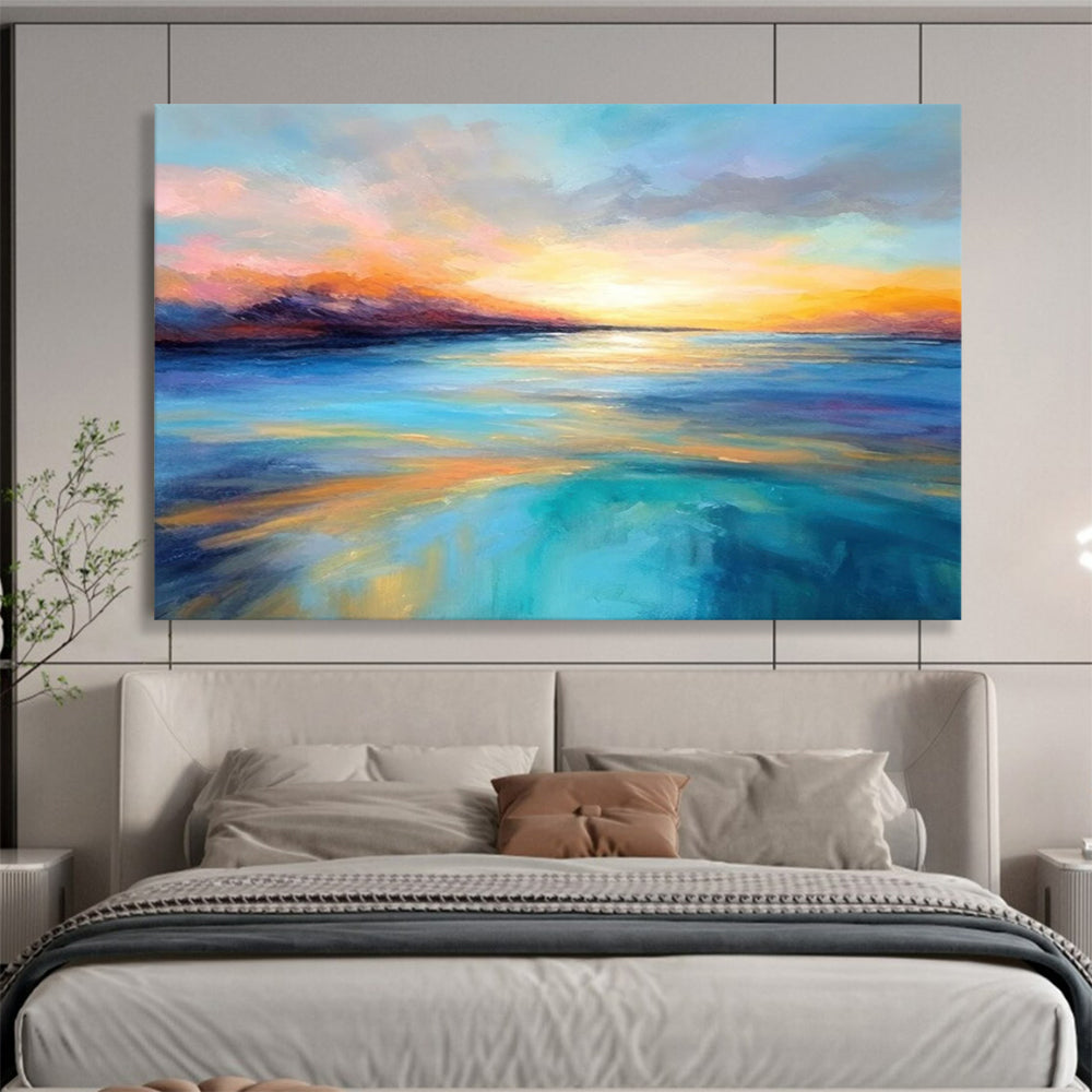 “Vibrant Sunset Over The Sea” Seascape Painting On Canvas DLZ069