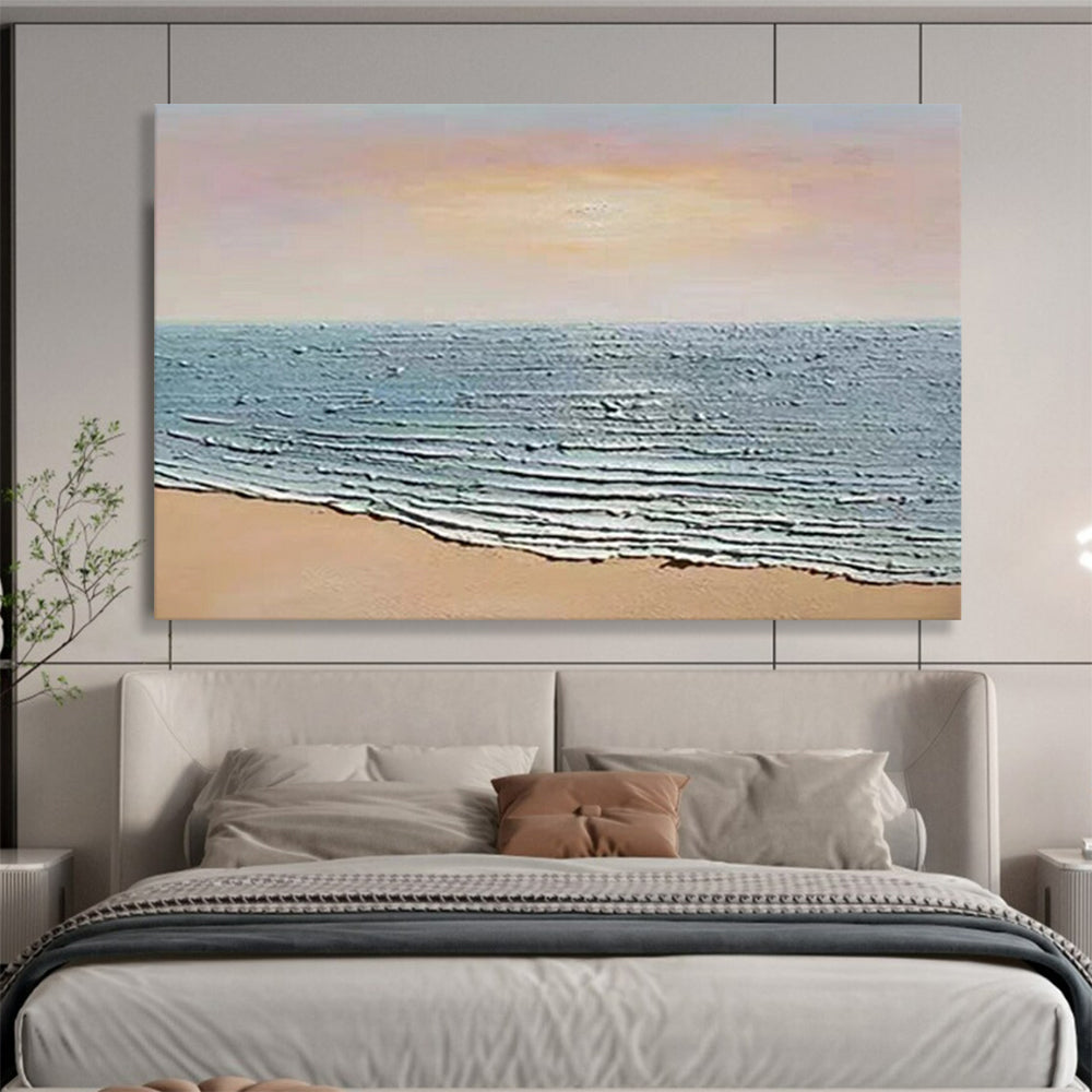 Textured Beach Waves - Impasto Seascape Painting On Canvas DLZ184
