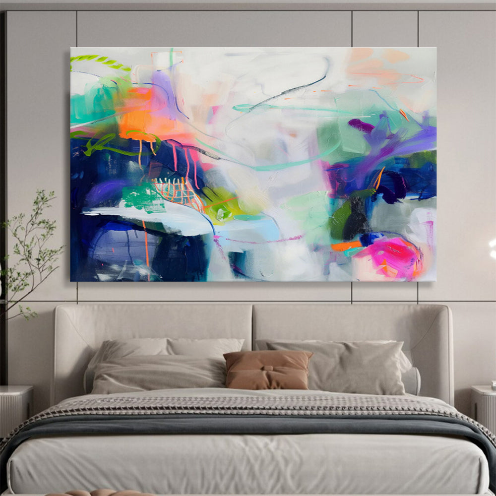 “Colorful Abstract Tangle” Abstract Acrylic Painting On Canvas DKH496