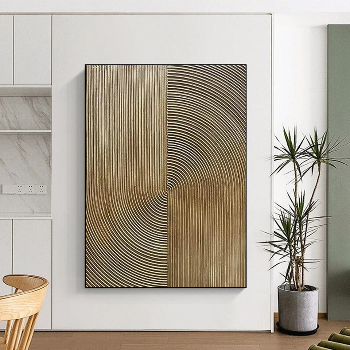 “Geometric Gold Lines” ,Minimalist Line Art CT0885