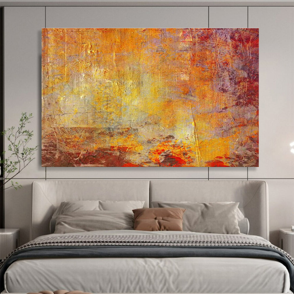 Warm Textured Abstract in Orange and Purple Painting On Canvas DKH192