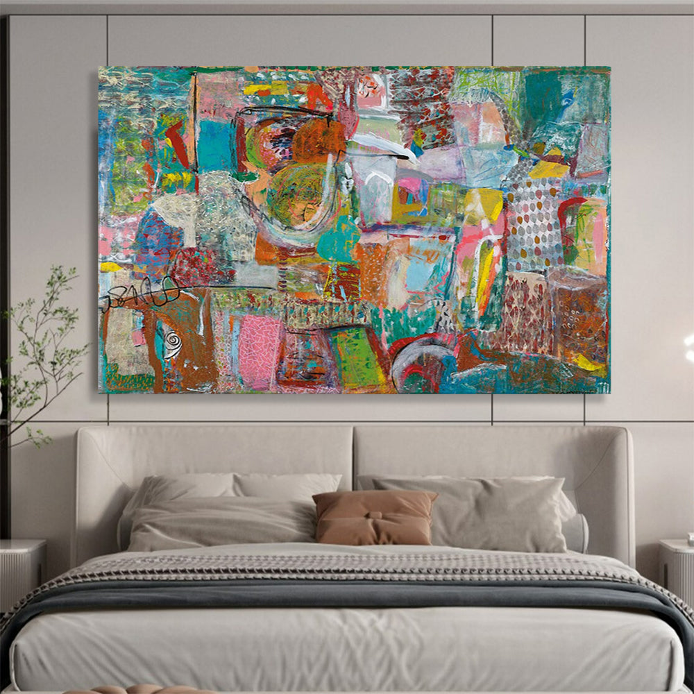 Mixed - Color Abstract Collage - Abstract Painting On Canvas DLZ236