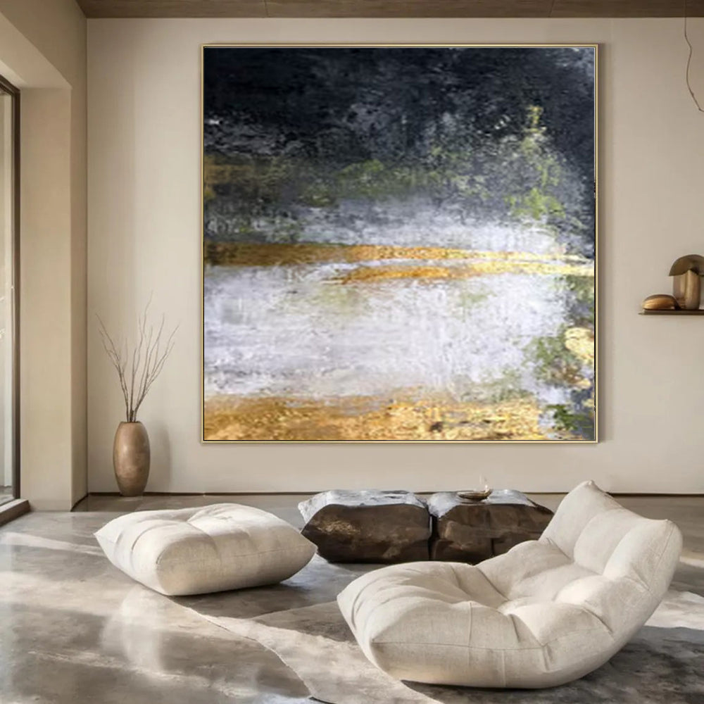 “Black, Gold, Green Mystic Realm” – Dark - Toned Abstract Art CT1008