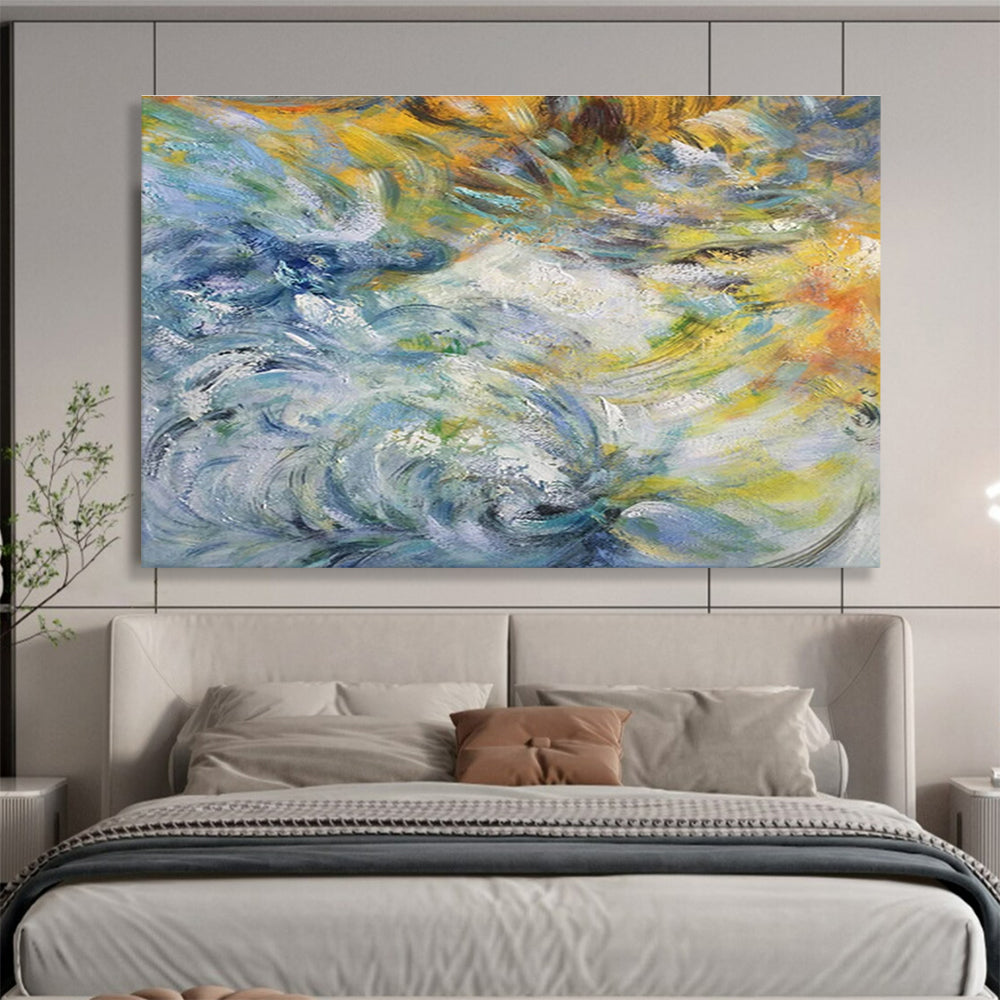 Colorful Swirling Impasto Abstract Painting On Canvas DKH291
