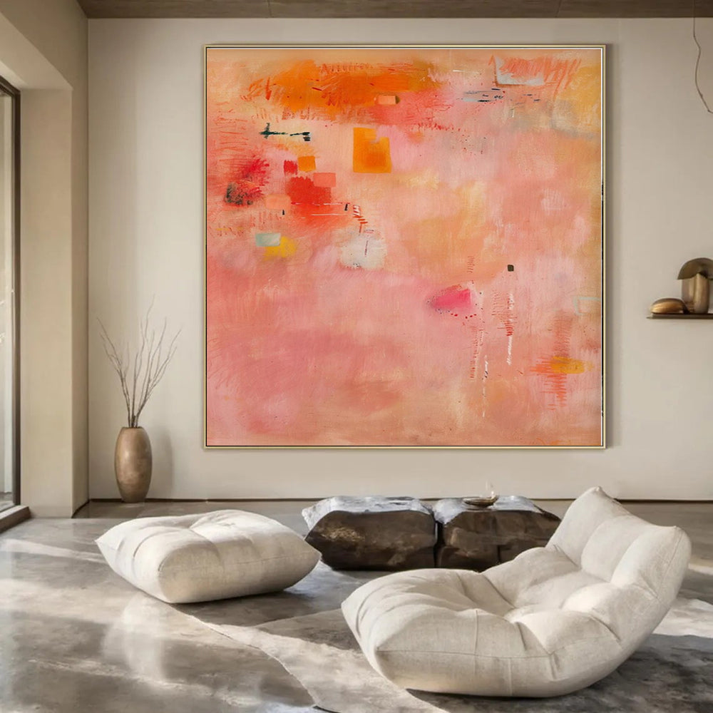Pink - Orange Vibrant Color Blocks - Abstract Color Acrylic Painting CT1379