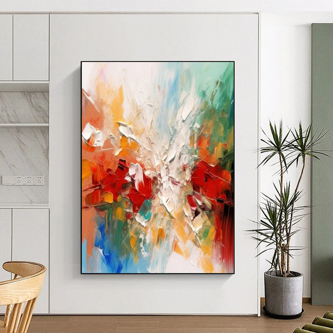“Colorful Abstract Burst” - Impressionist Abstract Painting On Canvas DTP079