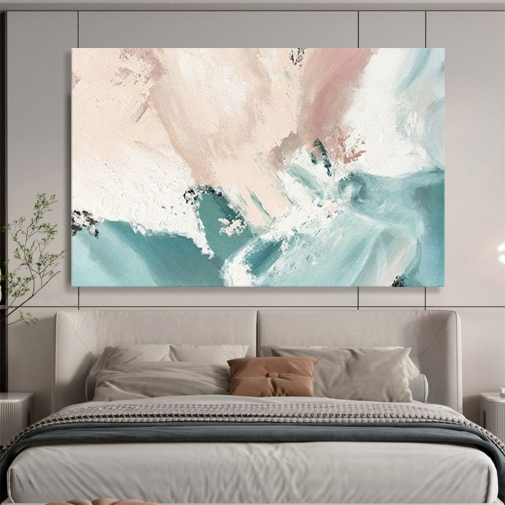 Blush and Teal Abstract - Minimalist Abstract Painting On Canvas DLZ182
