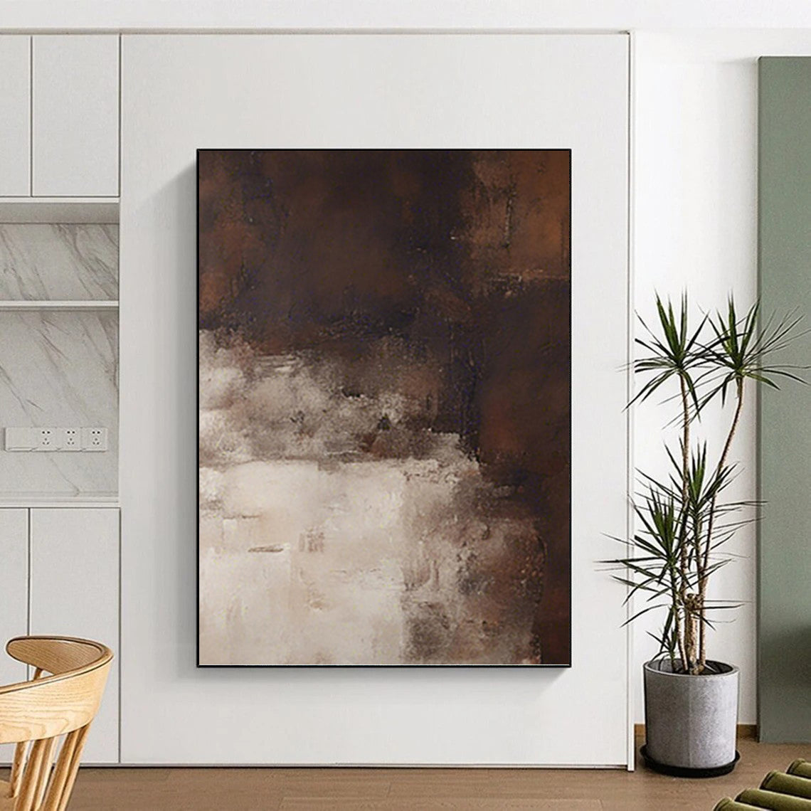 Muted Tonal Abstract in Browns and Whites - Abstract Painting On Canvas DKH1469
