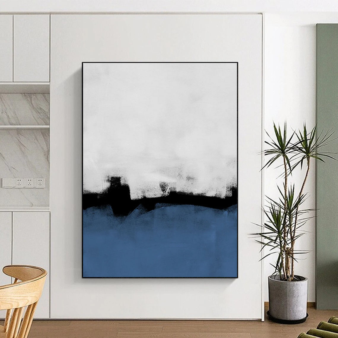 “Monochrome Blues and Whites - Minimalist Abstract” - Acrylic Abstract Art CT1964