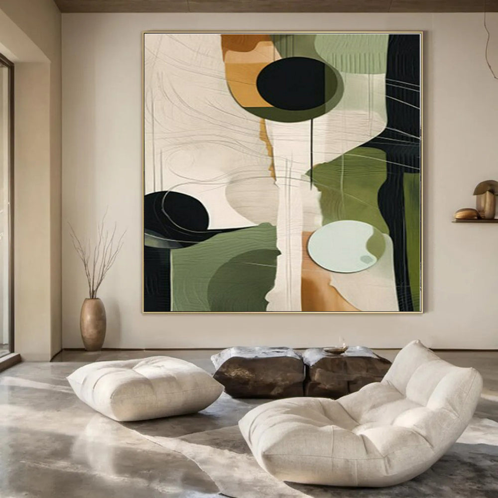 Green - Geometric Circles & Lines - Abstract Bauhaus - Style Acrylic CT1276