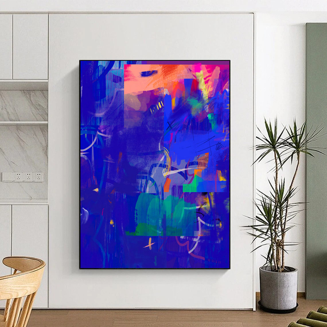 “Blue - Purple Abstract Energy” - Dynamic Abstract Art CT2007