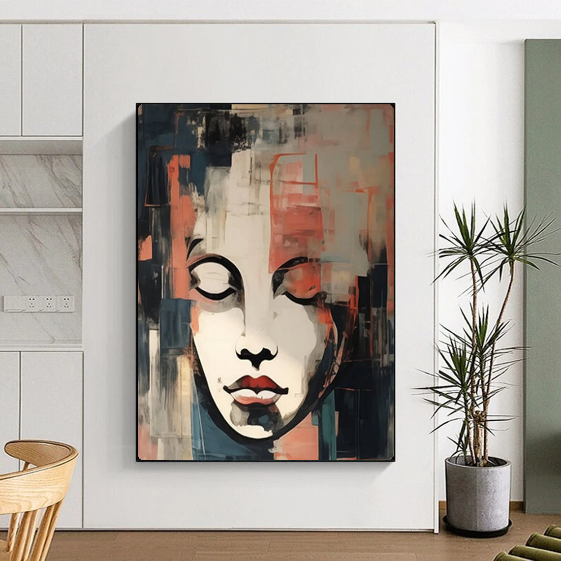 “Abstract Geometric Portrait” – Cubist - Inspired Oil Painting On Canvas CT2158