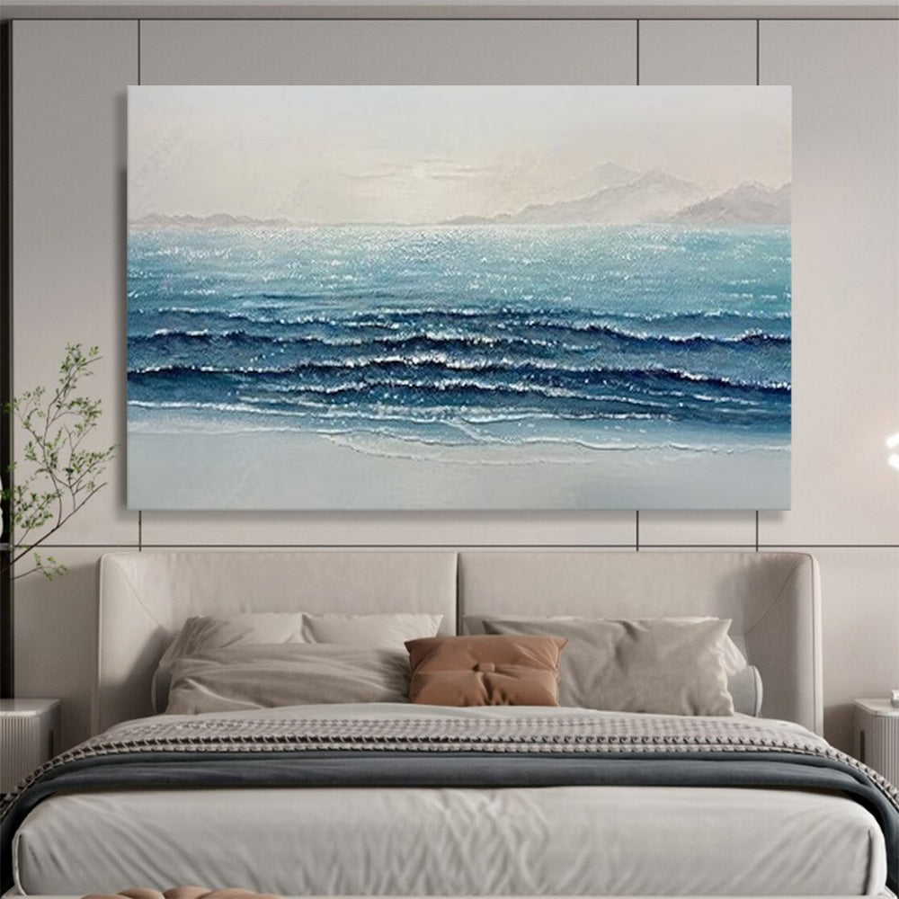 Sparkling Sea Waves - Realist Seascape Painting On Canvas DLZ185