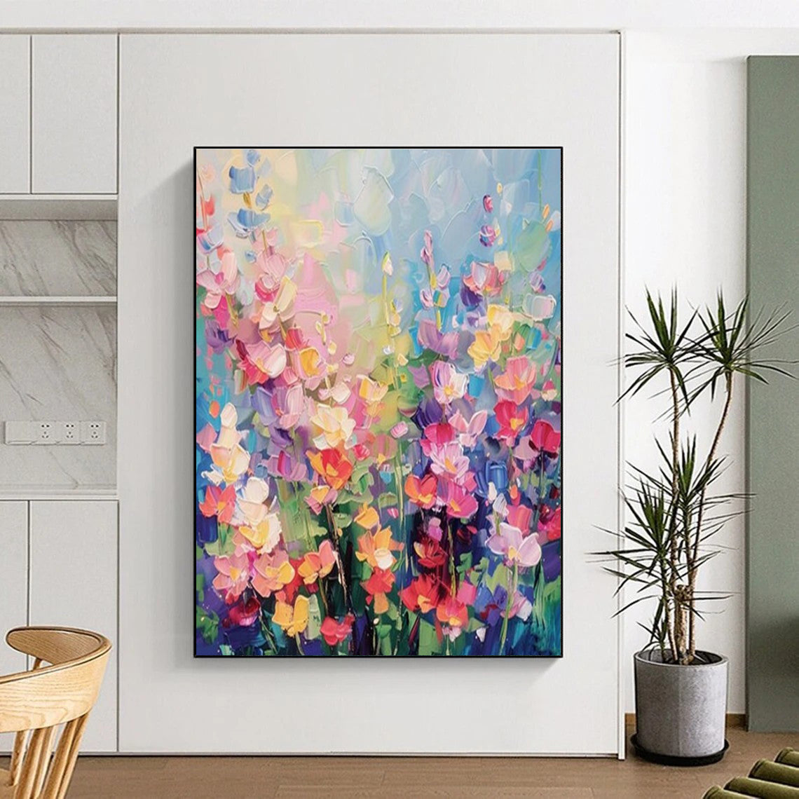“Vibrant Floral Hues, Impasto Flowers” - “Blooming Symphony”,Impasto Oil Painting CT0694