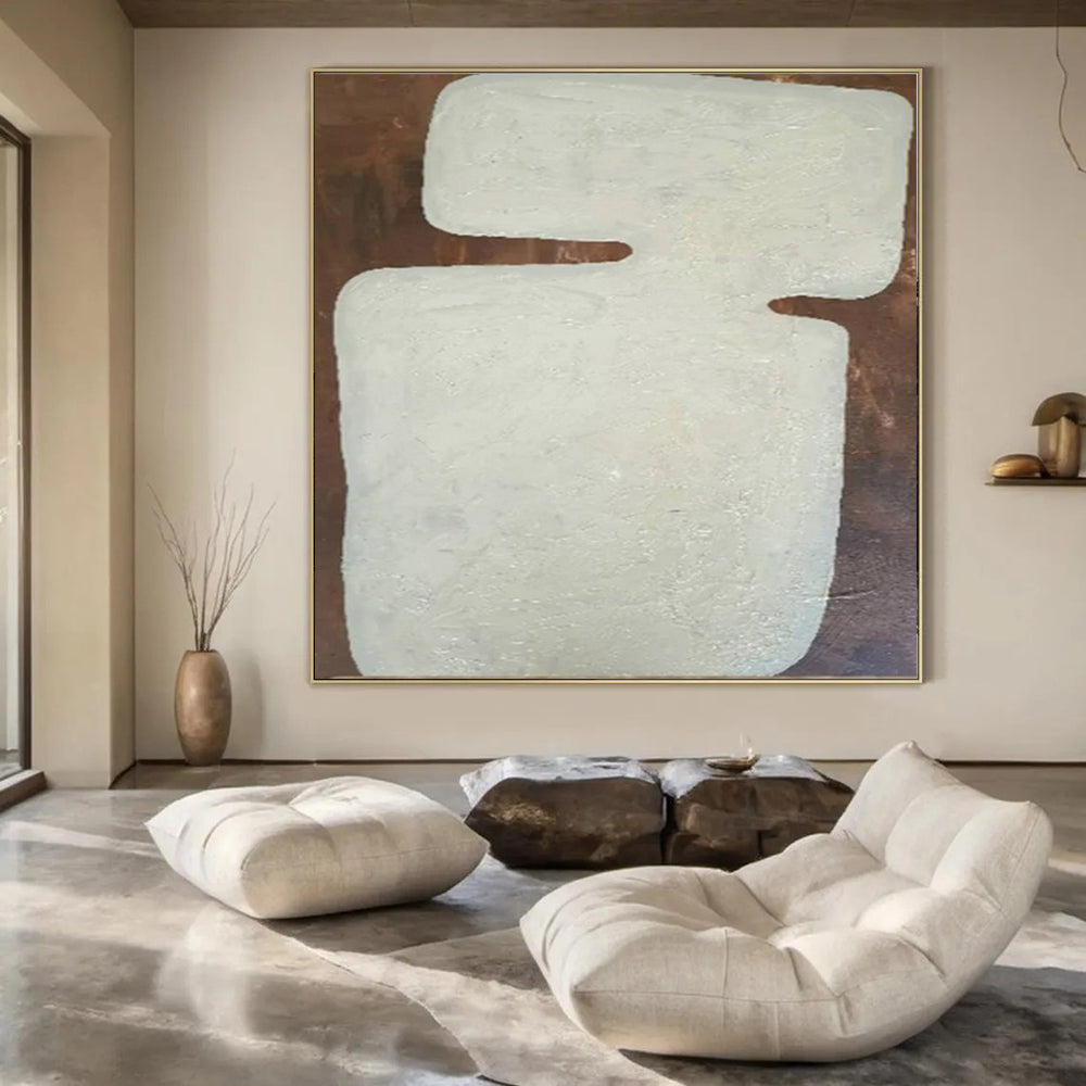 “Cream - Brown Textured Form” – Abstract Textured Form Art CT1000