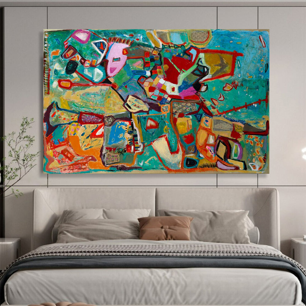 Colorful Abstract Shapes - Abstract Expressionist Painting On Canvas DLZ233