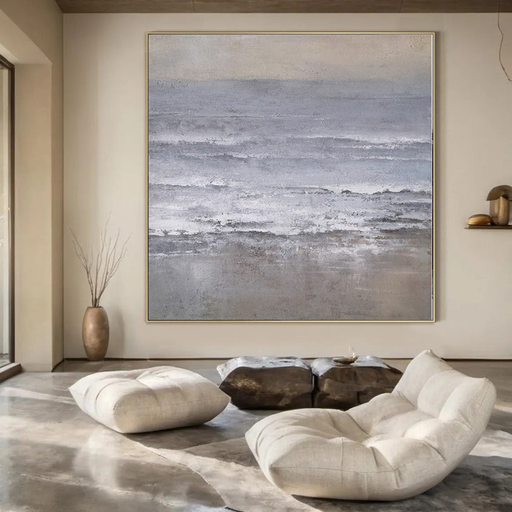 “Gray - White Abstract Seascapes” – Abstract Landscape Painting CT1161