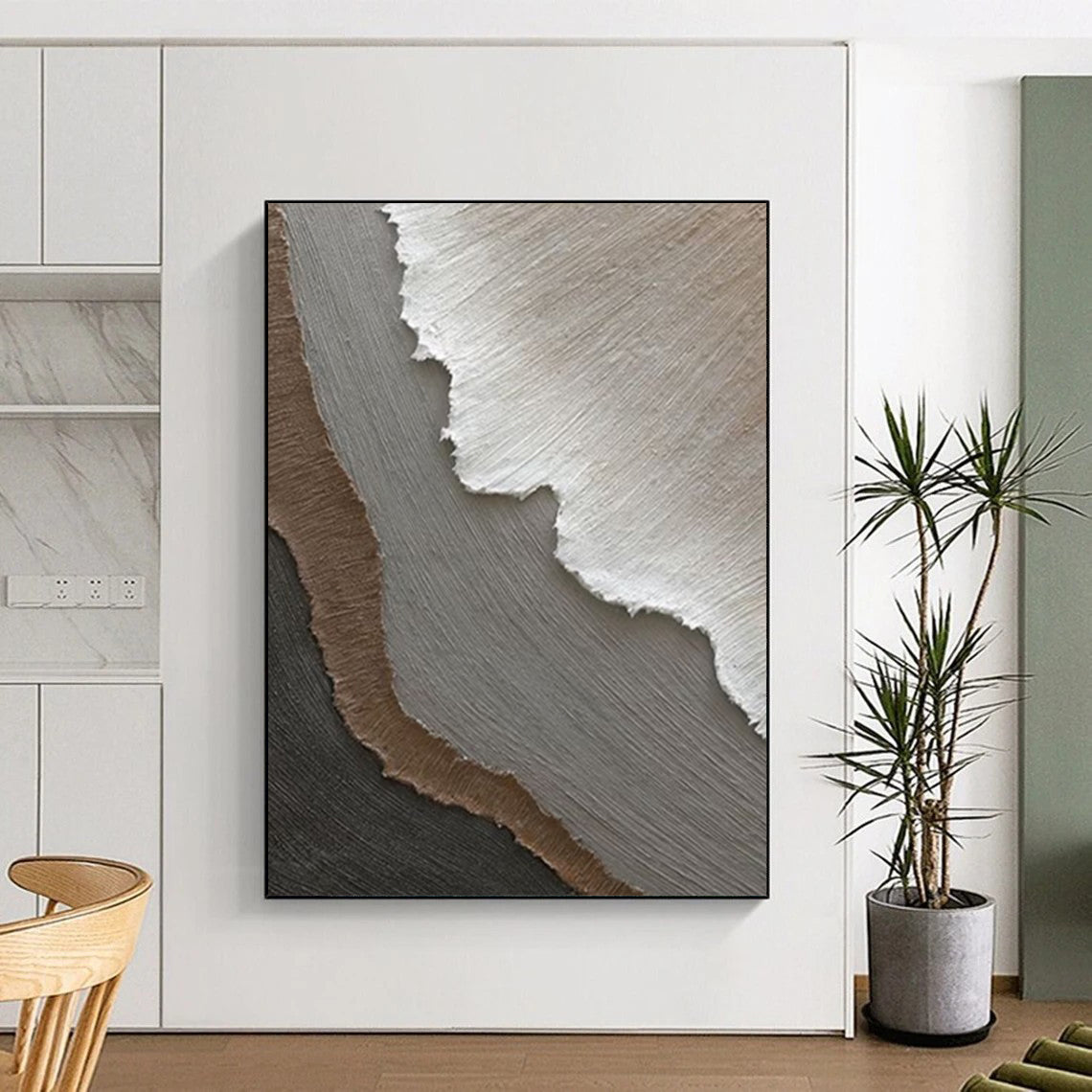 “Neutral Layered Abstraction - Gray, Brown, White Textured Art” Painting On Canvas DTP269