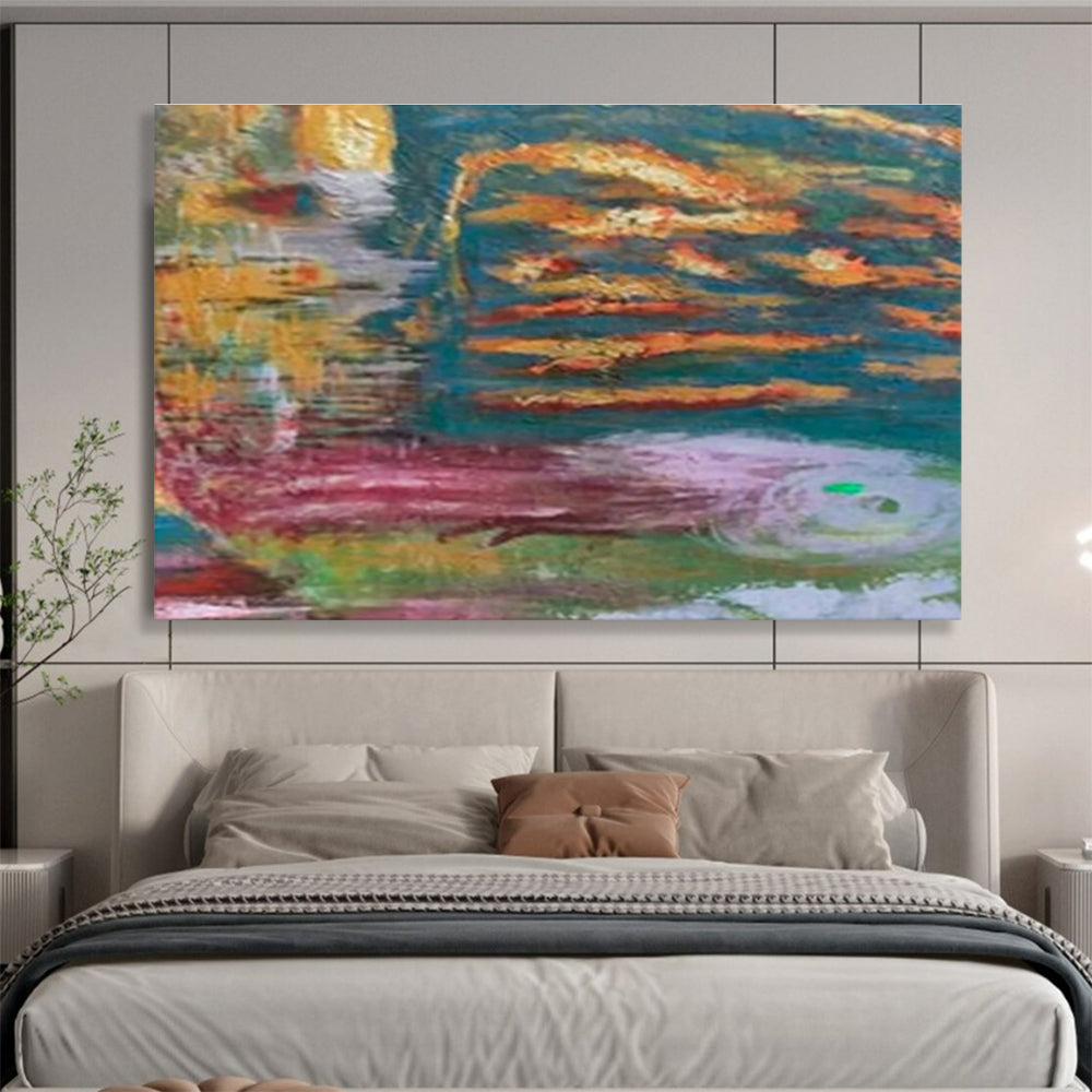 “Colorful Swirling Textures” Abstract Impasto Painting On Canvas DKH371