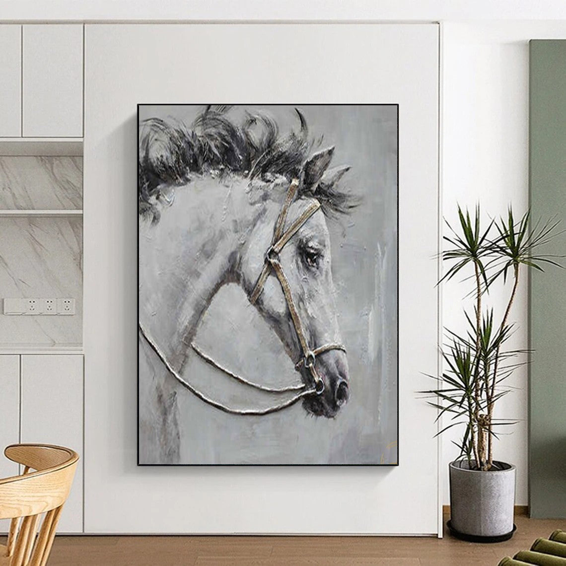 “Textured Horse Portrait” – Impasto Oil Painting On Canvas CT2179