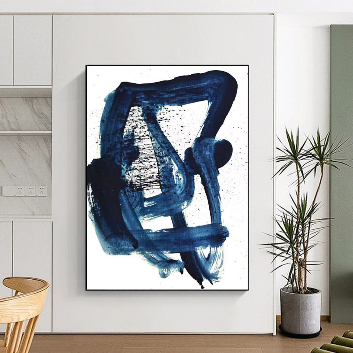 “Indigo Abstract Gestures” - Abstract Expressionist Painting On Canvas DTP161