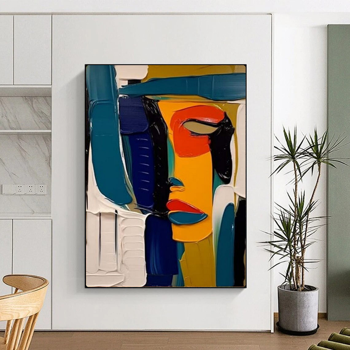 “Color - Blocked Abstract Face” – Cubist - Inspired Oil Painting On Canvas CT2125
