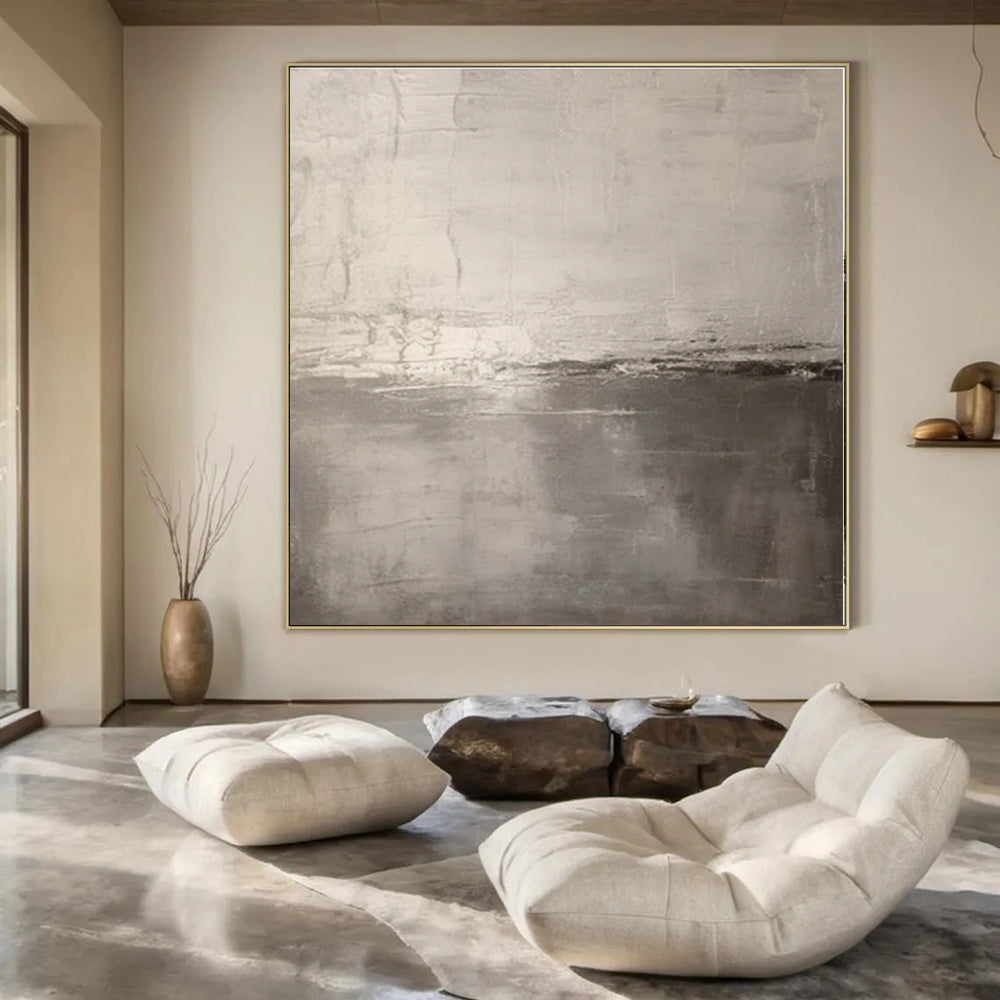 Muted Grey Abstraction - Abstract Minimalist Oil On Canvas CT1331