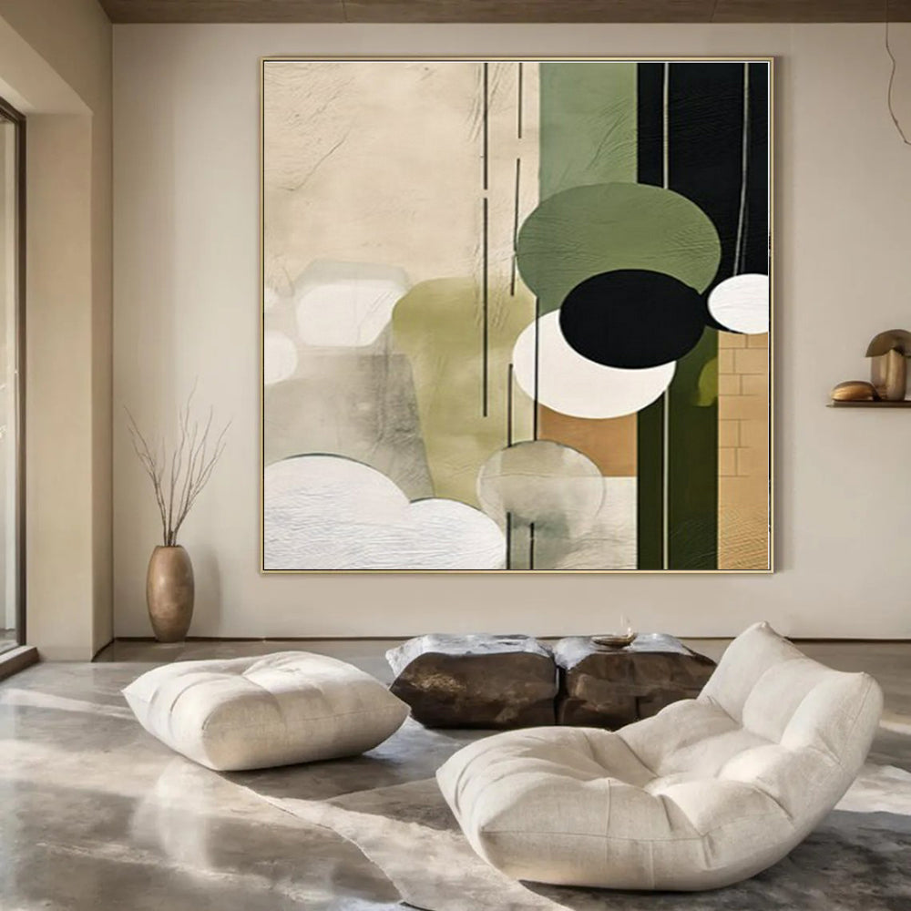 Green - Geometric Circles & Lines II - Abstract Bauhaus - Style Acrylic CT1277