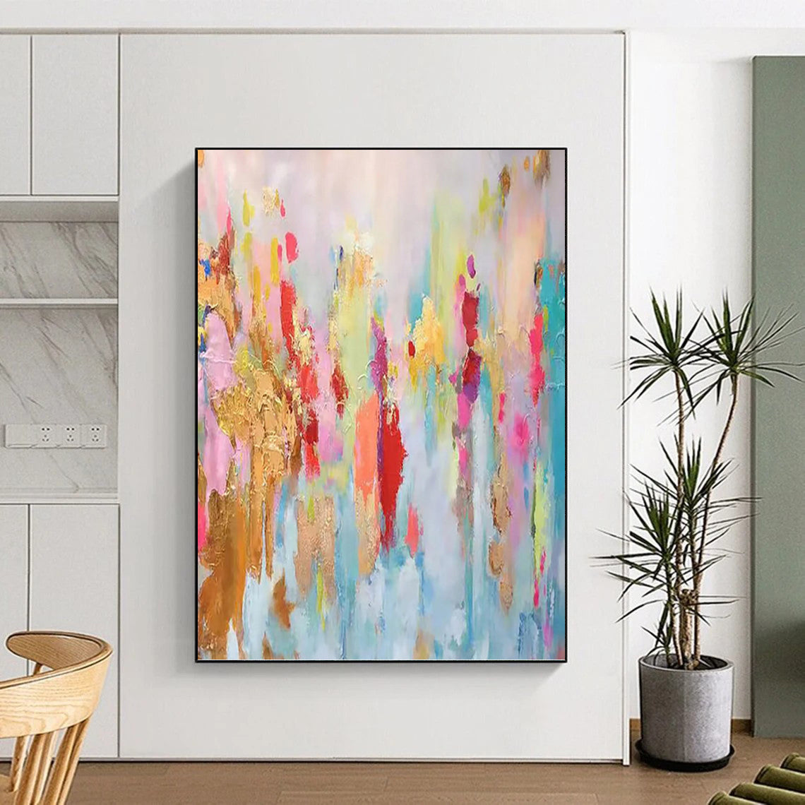 Pastel Rainbow Abstract Bursts - Abstract Painting On Canvas DKH1340