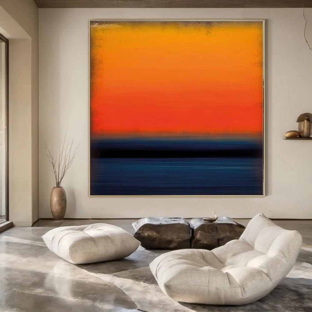 “Vibrant Orange - Blue Horizon” – Color Field Painting CT1183