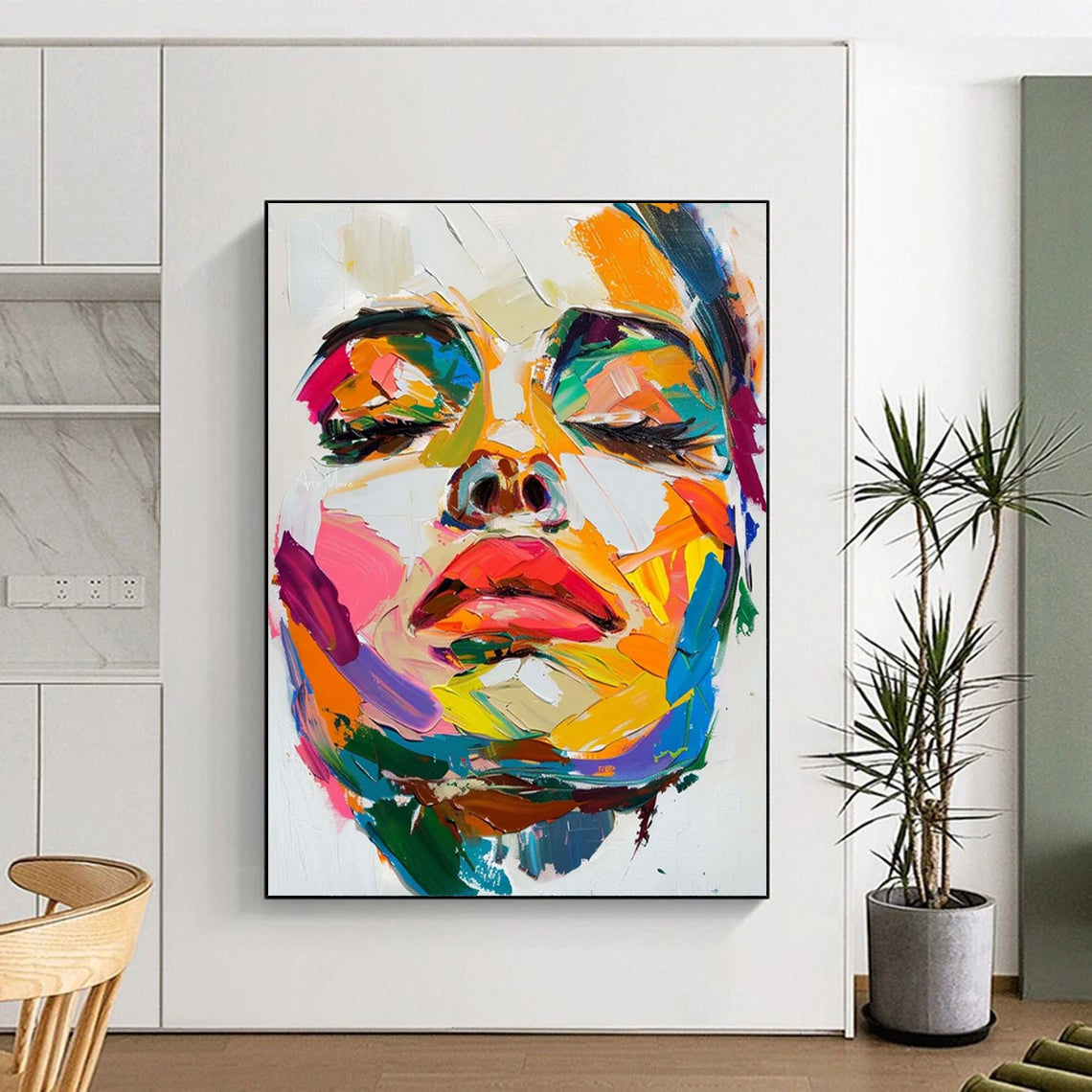 “Vibrant Face Impasto” - Expressionist Portrait Painting On Canvas DTP090