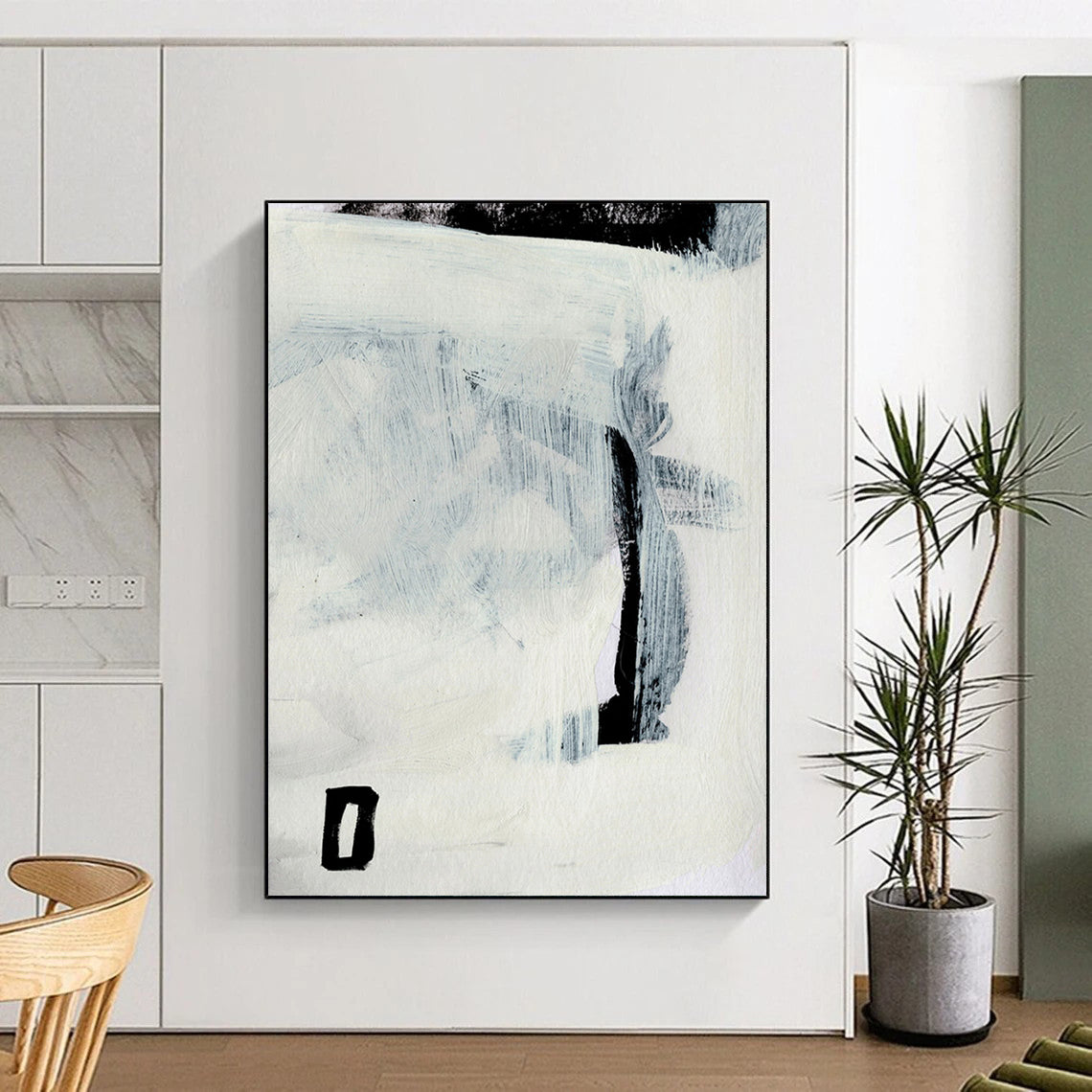 “Minimalist Gray and Black” - Gray and Black Abstract Painting On Canvas DTP204