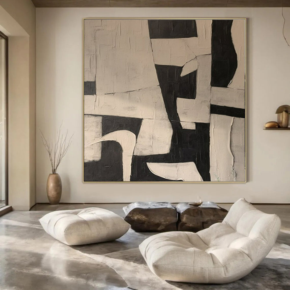 “Black - White Geometric Abstraction” – Abstract Geometric Art CT0977