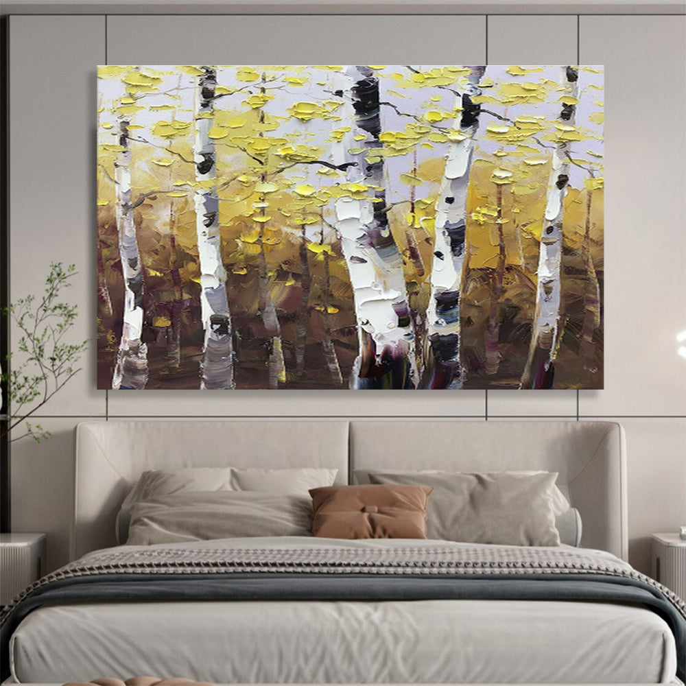 Aspen Trees in Autumn - Impressionistic Landscape Painting On Canvas DKH626