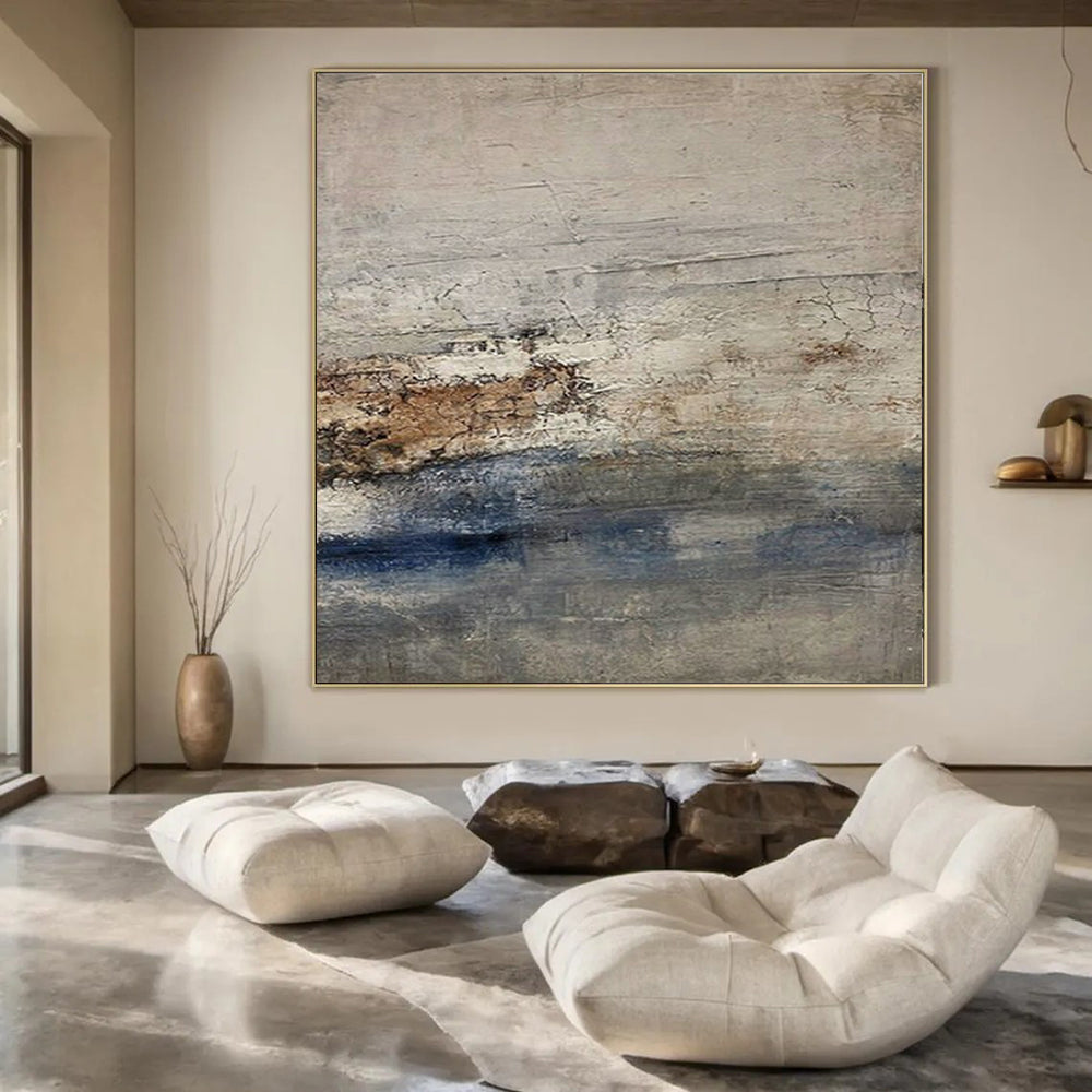 “Gray - Brown & Blue Textured Seascapes” – Abstract Seascape Art CT0976