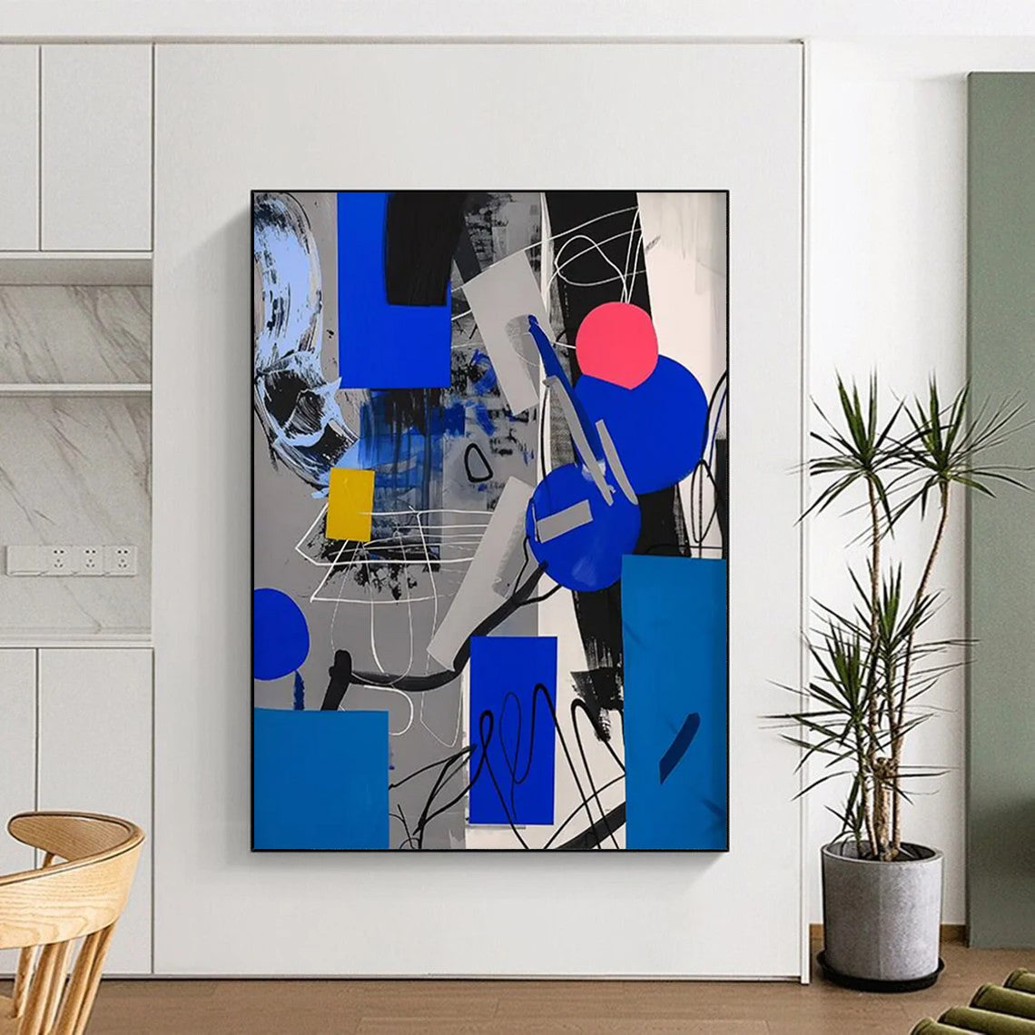 “Geometric Blue - Gray Abstract” - Minimalist - Inspired Abstract Painting On Canvas DTP110