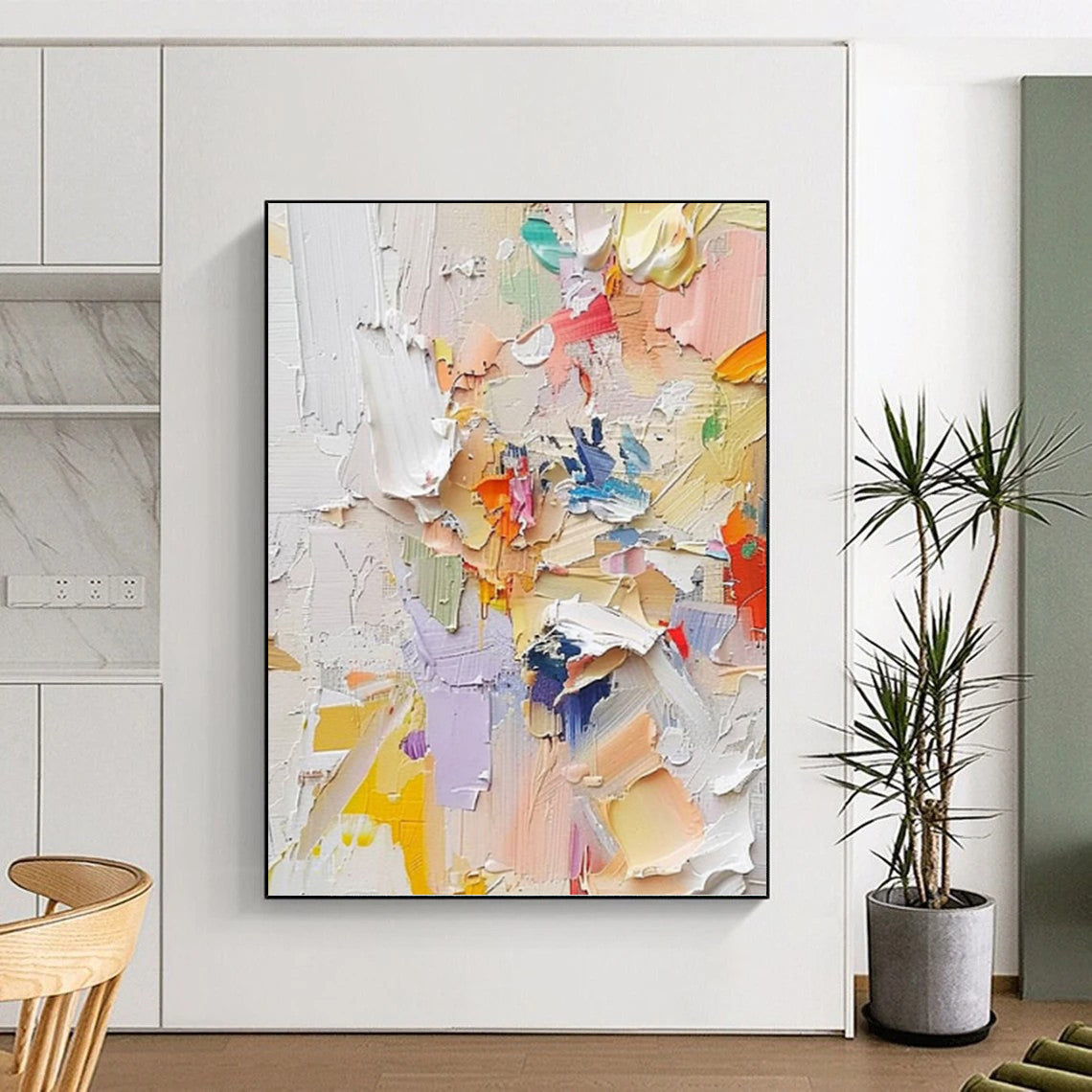 “Colorful Impasto Collage” - Multicolor Textured Painting On Canvas DKH0971