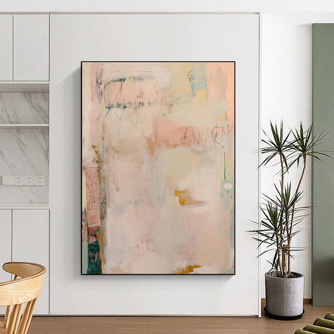 “Soft Pastel Hues, Abstract Layers” - “Dreamy Whispers”,Abstract Acrylic Painting CT0684