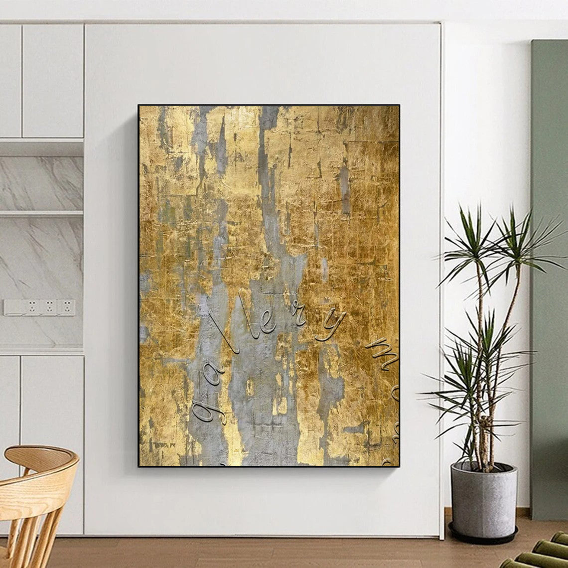 “Gold and Gray Texture” ,Textured Mixed - Media Art CT0888