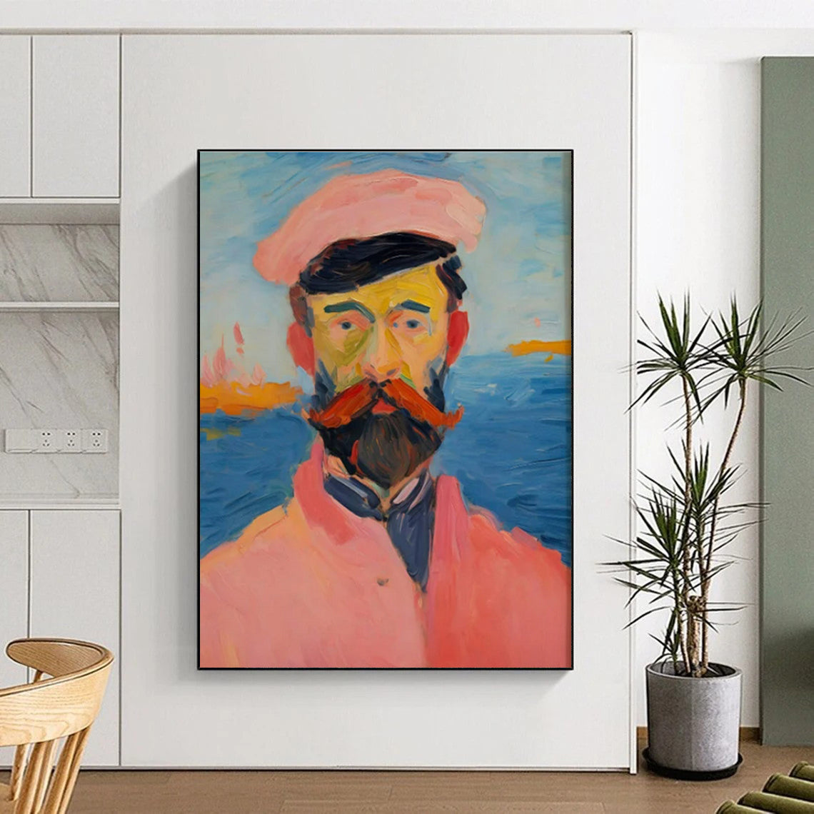 “Portrait of a Man: Vibrant Impressionist Style” ,Impressionist Portrait Oil Painting CT0875