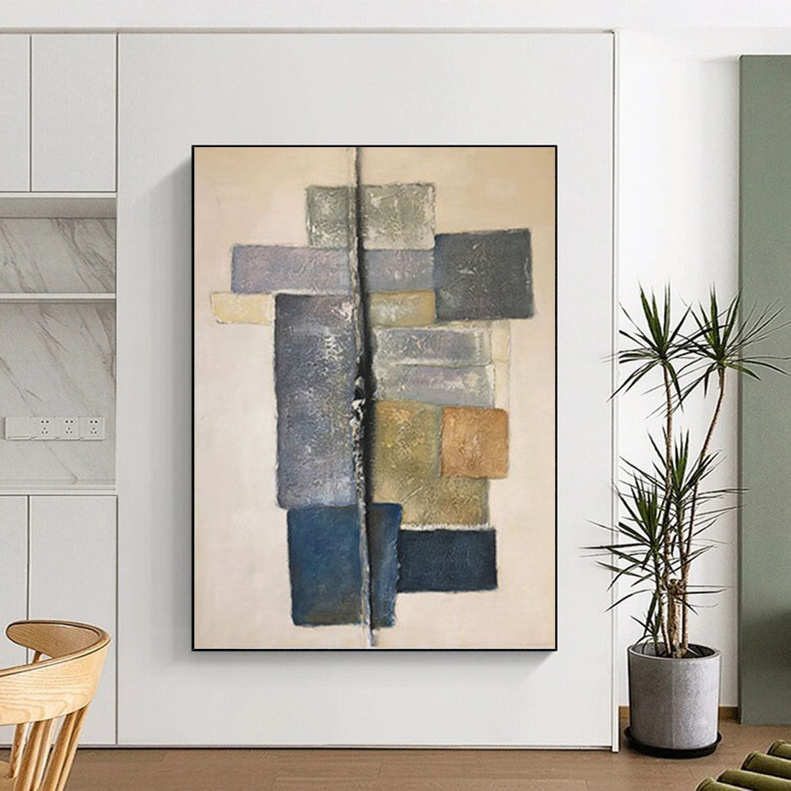 “Geometric Neutral Abstraction” - Subtle Abstract Geometric Painting DKH1041