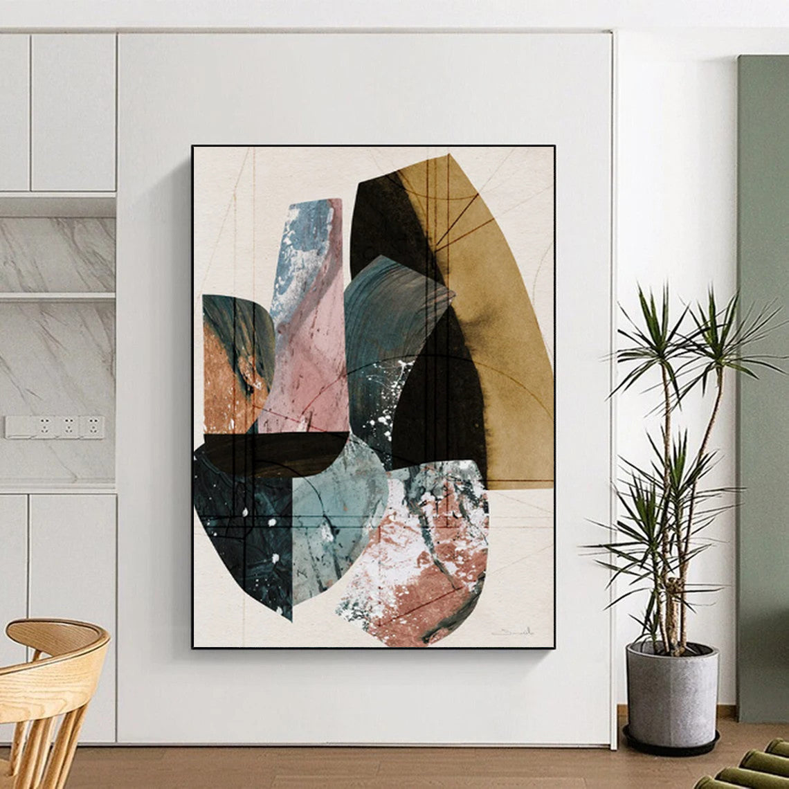 Geometric Collage of Earth Tones - Abstract Painting On Canvas CT2309