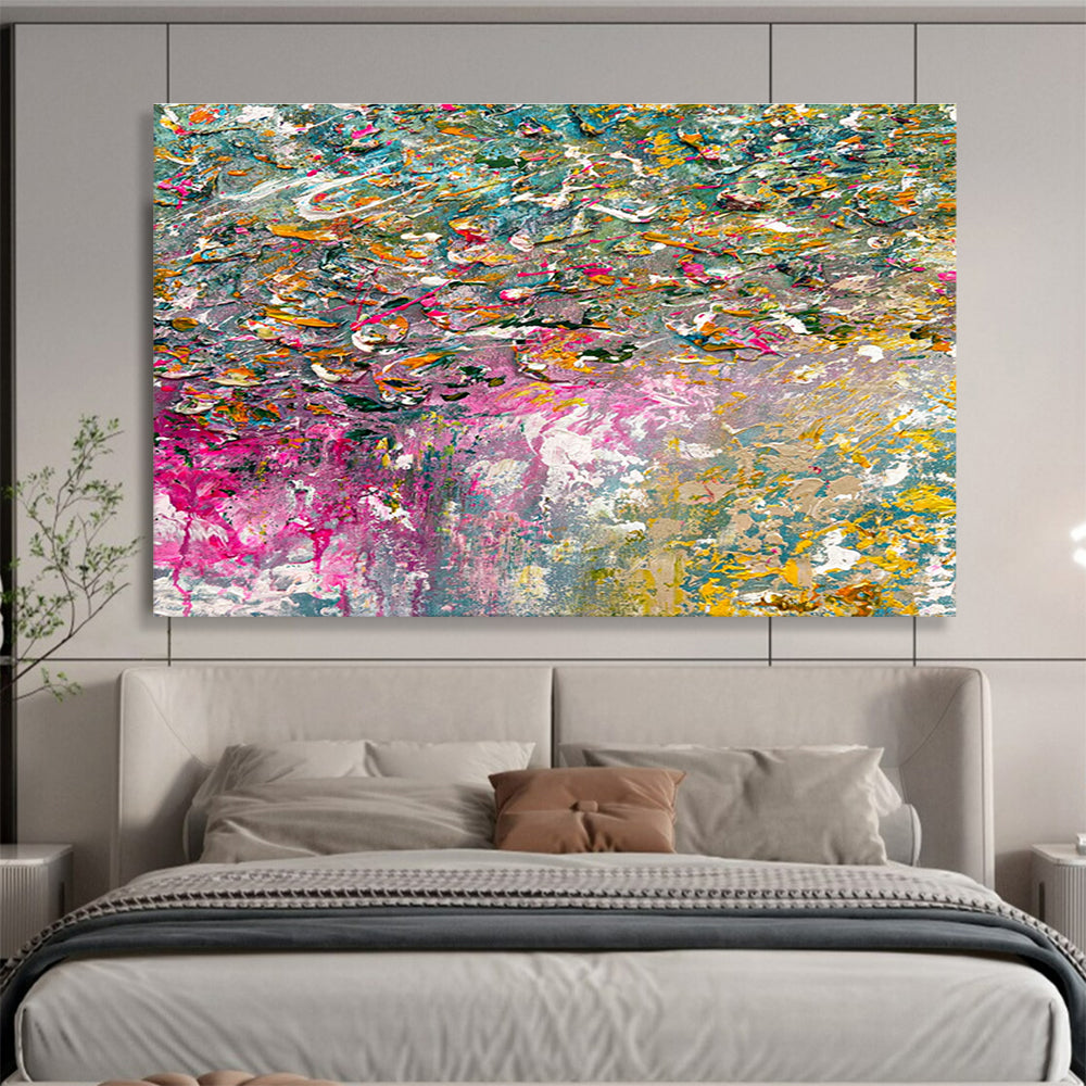 Colorful Textured Chaos - Multicolored Abstract Painting On Canvas DKH920